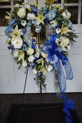 Blue and White Tribute  from Mischler's Florist and Greenhouses in Williamsville, NY