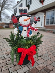 Snowman Greens Patio Pot from Mischler's Florist and Greenhouses in Williamsville, NY