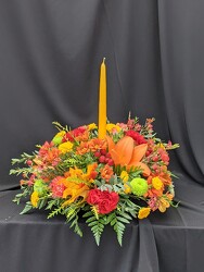 Thanksgiving 1 Candle Centerpiece from Mischler's Florist and Greenhouses in Williamsville, NY