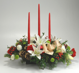 3 Candle Centerpiece from Mischler's Florist and Greenhouses in Williamsville, NY
